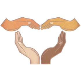 Diverse hands forming a heart shape